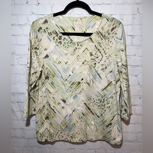 Chico’s size 2=12 green, tan & brown pullover